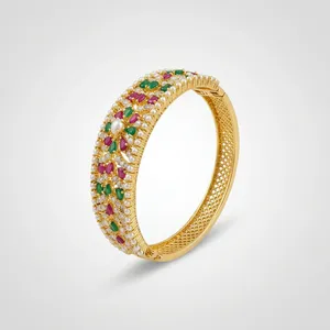 Pulsera de Perlas Rajwadi Indias, Chapada en Oro, Joyería Nupcial Tradicional, Pulsera de Imitación de Diseñador de Jaipur, Venta al por Mayor - Product Image 1