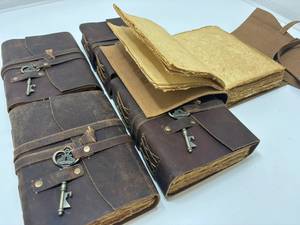 Handmade Leather <b>Journal</b> Vintage Lock Key Deckle Edge Paper Sewing Binding Rustic Travel Diary for <b>Writing</b> Sketching Gifting - Product Image 5