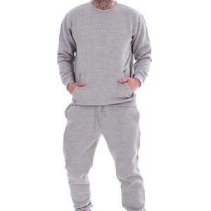 Ensemble de survêtement en molleton gris uni pour homme avec capuche et cordon de serrage, sweat-shirt à manches longues et pantalon avec poches latérales, coupe classique, décontracté, hiver - Product Image 1