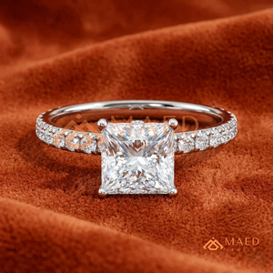 Princess Cut Diamond Engagement <b>Ring</b> with Pavé Setting Classic <b>Solitaire</b> Style – 925 Sterling <b>Silver</b> Wedding Bridal Jewelry <b>Ring</b> - Product Image 1