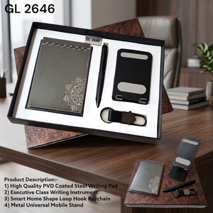 4 In 1 Corporate Office Gift Set With PVC <b>Writing</b> <b>Pad</b> Executive Pen Mobile Stand And Loop Hook Keychain For Business Use - Product Image 6