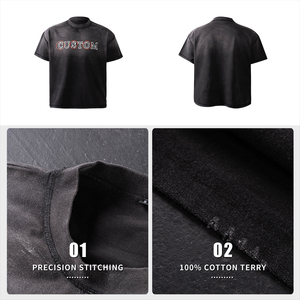 T-shirt court noir à col rond pour homme, manches courtes, imprimé lettres craquelées sur le devant, style streetwear, en jersey - Product Image 5