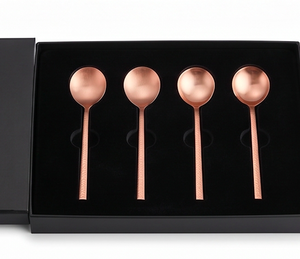 <b>Copper</b> Round Teaspoons Set Modern Flatware Rust Resistant Metal <b>Utensils</b> For Wedding Party Use And Home Dining Use - Product Image 3
