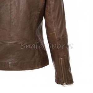Abrigo de cuero para mujer a la moda, diseño estilo motero, perfecto para uso diario, combina comodidad y durabilidad. Chaquetas de cuero para damas. - Product Image 5
