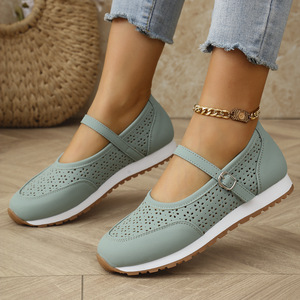 Nouvelle Arrivée 2026 – Chaussures Décontractées Femme à Bout Peu Profond, Style Européen et Américain, avec Bride à Boucle, Respirantes, Grandes Tailles, Modèle International - Product Image 1
