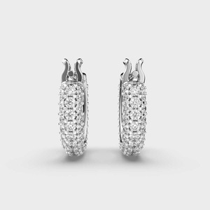 IGI Certified Lab Grown Round Diamond Pave Huggie Hoop <b>Earrings</b> <b>Solid</b> 925 Sterling <b>Silver</b> Luxury Diamond Hoop <b>Earrings</b> - Product Image 4