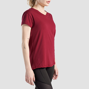 T-shirts pour femmes de haute qualité, col en V, manches courtes, écologiques, décontractés, en coton respirant, design personnalisé OEM - Product Image 2