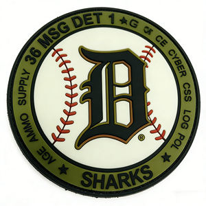 Parche de Goma 3D en Relieve, Circular, para Coser, con Logotipo de los Detroit Tigers y los Sharks, Diseño de Béisbol, en Colores Verde Oliva, Negro, Blanco y Rojo - Product Image 6