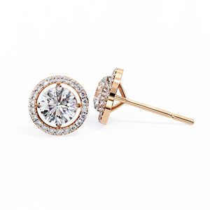 Floating Circle <b>Halo</b> Diamond Stud <b>Earrings</b> 1.84ctw Open Space Round CVD Lab Grown Diamond 14K Solid White Gold Posts - Product Image 5