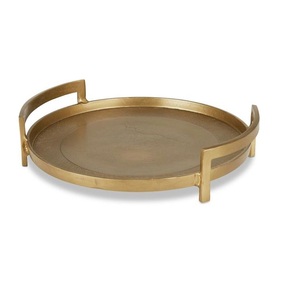 Luxury <b>Gold</b> Aluminum Rectangle <b>Serving</b> <b>Tray</b> with Handle for Party and Home Kitchen Use - Product Image 4