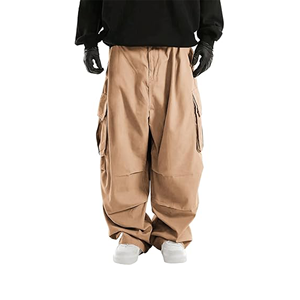 Pantalon cargo pour homme à taille élastique, coupe ample, plusieurs poches, style streetwear en toile, respirant, pantalon harem, pour le printemps - Product Image 1