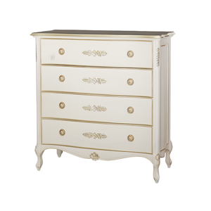Commode haute à 5 tiroirs en teck massif Craftsman avec poignées encastrées sculptées - Product Image 1