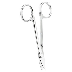 Ciseaux à couronne, courbés, 107 mm, en acier inoxydable avec bord de coupe légèrement dentelé, instrument dentaire de précision pour couronne - Product Image 4
