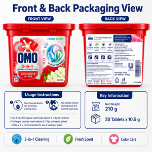 Cápsulas de detergente para ropa OMO Matic 3 en 1 con aroma fresco 210g x 12 cajas |   Formato Pre-Medido Conveniente - Product Image 5