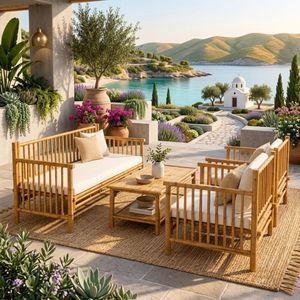 Natural Bamboo Sofa Set with Coffee <b>Table</b> – Handmade Indoor & Outdoor Furniture for Home, <b>Garden</b>, Patio, Balcony & Resort Spaces - Product Image 2