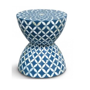 Blue Bone Inlay Solid Wood Antique <b>Storage</b> <b>Side</b> <b>Table</b> Round Accent Cabinet Decorative Living Room Tea <b>Table</b> Hotel Furniture - Product Image 1