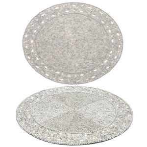 Best Luxury Modern Eco-Friendly Tableware Set Rounded <b>Placemat</b> with Glass <b>Beads</b> Polyester Cloth Pad for Parties Other Functions - Product Image 2