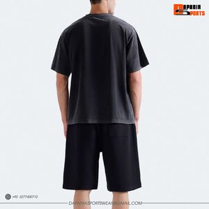 เสื้อยืดคอตตอนสีดำทรงโอเวอร์ไซส์สำหรับผู้ชาย ลายดาว พิมพ์ลาย คอกลม แขนสั้น สไตล์ลำลองแนวสตรีท เหมาะสำหรับใส่เที่ยวข้างนอก ขายดี - Product Image 2