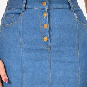 Jupe crayon en jean taille haute pour femme, longueur genou, boutonnée sur le devant, couleur unie, style décontracté, tissu tissé - Product Image 6