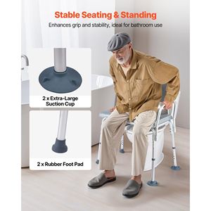 Sedia Comoda Portatile 4-in-1 con Capacità di Carico di 227 kg, Attrezzatura di Sicurezza per Bagno, Sedile WC Rialzato con Schienale Imbottito - Product Image 5