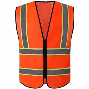 Chaleco de Seguridad Reflectante Naranja Transpirable Personalizado 2026 para Hombre, Cuello en V, Cierre de Cremallera, Ropa de Trabajo Informal para Primavera 2026 - Product Image 6