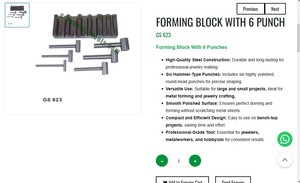 Bloc de formage avec 6 poinçons, outil de bombage en acier pour bijoux, kit de façonnage pour la fabrication de bijoux |   Numéro d'article GS-623 - Product Image 3