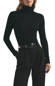 T-shirt décontracté à col roulé pour femme, imprimé, manches longues, en coton et élasthanne, tissu tricoté respirant, séchage rapide, anti-plis, léger - Product Image 4