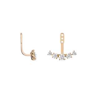 1 Carat Cut Lab Grown Diamond <b>Earrings</b> Pave Set Detachable Ear Jackets Pair Front <b>Back</b> Custom 14K Solid <b>Gold</b> IGI Women's Trendy - Product Image 3