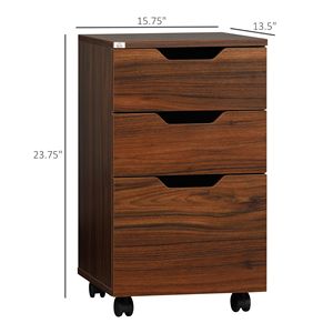 Mobiletto Portadocumenti a 3 Cassetti Marrone Effetto Legno, Mobiletto Porta Stampante con Ruote, Armadietto Verticale per Archiviazione in Metallo - Product Image 3