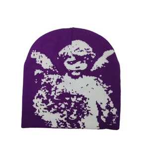 Unisex Adult Beanie Hat 56-58CM Jacquard Knit Character Pattern <b>Winter</b> <b>Cap</b> Casual Style Acrylic Material - Product Image 2