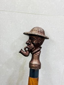 Joker <b>Head</b> Rosewood & Brass Walking Stick Vintage <b>Style</b> Brown Finish Cane Wall Hanging Halloween Thanksgiving - Product Image 2