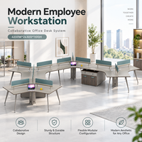Système de bureau modulaire long pour 12 personnes avec cloisons pour bureau ouvert d'entreprise