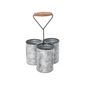 Good Quality Galvanized Finished Double Iron Handle Eco-Friendly Floor Type Cutlery Stand <b>Kitchen</b> Utensils Storage <b>caddy</b> - Product Image 2