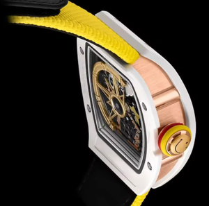 A 3A Factory Sweet and Cool Style Skeletonized Mechanical <b>Watch</b> <b>skeleton</b> case with Yellow Rubber Strap Trendy Wristwatch - Product Image 5