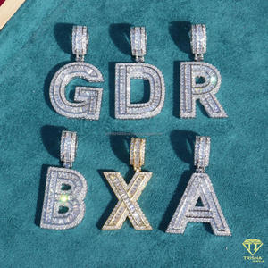 Pendentif personnalisé avec les lettres R G D, serti de diamants en moissanite, collier hip-hop, bijoux de luxe, chaîne scintillante - Product Image 5