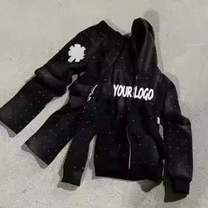 Conjunto de Sudadera con Capucha y Pantalones Acampanados de Doble Cintura con Pedrería, Transpirable, Estampado, Holgado y Oversize para Hombre, Fabricación Personalizada - Product Image 2