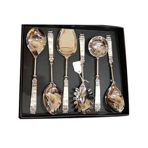 New White <b>Gold</b> Plated Stainless Steel Handle 2-Piece Salad Serving Set <b>Kitchen</b> Cooking <b>Utensils</b> - Product Image 2