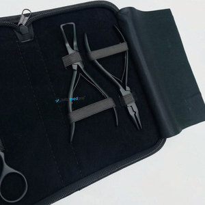 Kit d'outils professionnels de haute qualité en acier inoxydable pour la pose et le retrait de micro-liens, ciseaux de coiffure pour extensions de cheveux noirs - Product Image 3