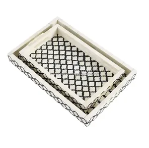 Bandeja con incrustaciones de hueso para servir aperitivos de Diseño Europeo, bandeja de madera de tamaño personalizado para cocina y hogar, bandejas de artículos calientes - Product Image 2