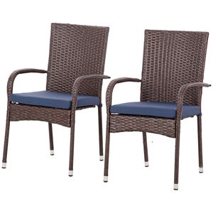 Sedia da Patio in Vimini Blu con Cuscino per Eleganti Cene all'Aperto |   Pieghevole, Adatto per Sport e Appartamenti" - Product Image 1