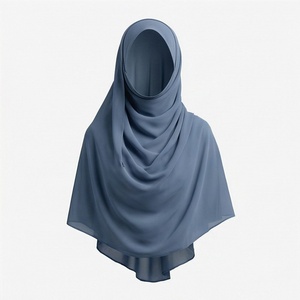 Hiyab de poliéster de color sólido para mujer, tela jersey, agradable al tacto, para uso diario, pañuelo étnico de Oriente Medio. - Product Image 1