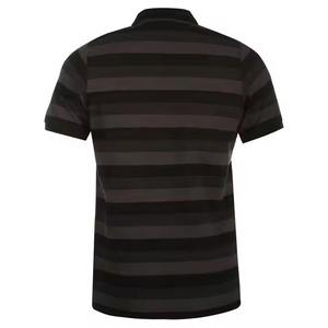 เสื้อโปโลแขนสั้นลายทางสำหรับผู้ชาย ทรงปกติ สวมใส่สบาย ผ้าทอสีดำเทา ลายพิมพ์ ดีไซน์ติดกระดุมด้านหน้า - Product Image 2