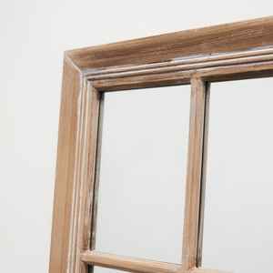 Grand miroir rectangulaire en teck de style fenêtre avec cadre à grille pour décoration intérieure rustique, moderne ou de ferme - Product Image 4
