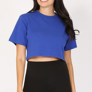 เสื้อยืดครอปท็อปโอเวอร์ไซส์สำหรับผู้หญิง ลายพิมพ์เรียบ คอกลม แขนสั้น เสื้อกล้ามไซส์ใหญ่ รับทำโลโก้ แฟชั่นลำลอง ขายส่ง OEM - Product Image 3