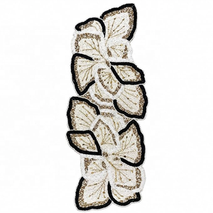 Handmade Beaded Floral <b>Table</b> <b>Runner</b> <b>Black</b> White Gold Sequin Embroidered Tablecloth for Home Decoration Cross-stitching & Needle - Product Image 2
