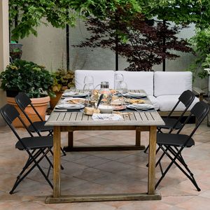Set di 4 Sedie Pieghevoli Classiche in Plastica Nera per Giardino, Stampate a Iniezione - Product Image 2