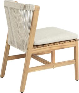 Chaise de jardin moderne en teck avec coussin tressé en corde, chaise d'appoint pour terrasse et bord de piscine - Product Image 3