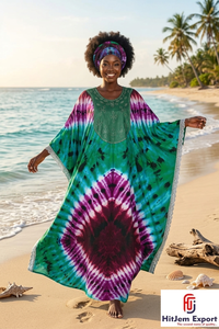 Vestido Kaftán Estampado para Mujer, Holgado, para Playa, Verano, de Seda, Algodón, Rayón, Poliéster, Fabricación Personalizada al por Mayor - Product Image 3