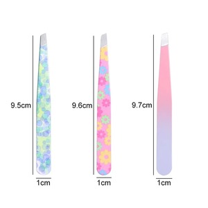Pinzas para Cejas de Acero Inoxidable, Hechas a Mano, Ligeras, con Punta Inclinada, Diseño Duradero, con Puntos Azules, Profesionales - Product Image 2