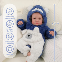 Poupées Reborn Garçon Babeside Carina 20 Pouces, Bébé Réaliste en Vinyle et Tissu, Tenue Ours Bleu en Peluche, Fournisseur en Gros